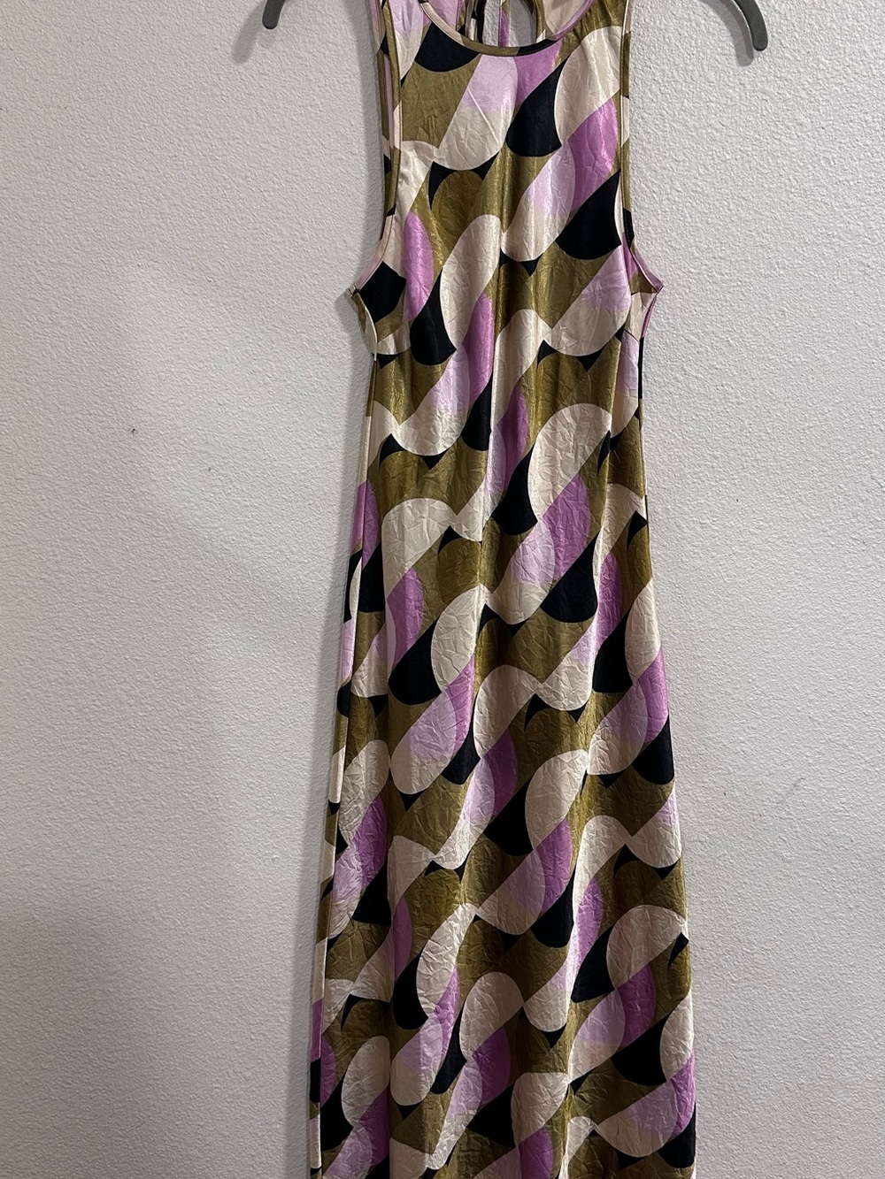 House of Harlow 1960 Wave-Print Maxi Dress in Pink, Olive & Black